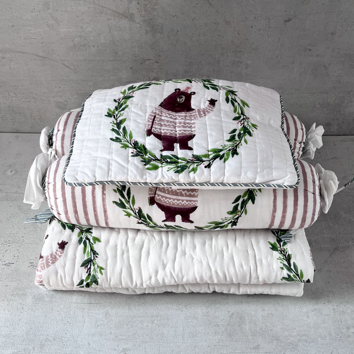Theodore Hand Block Print Cotton Quilt Set - Home Artisan