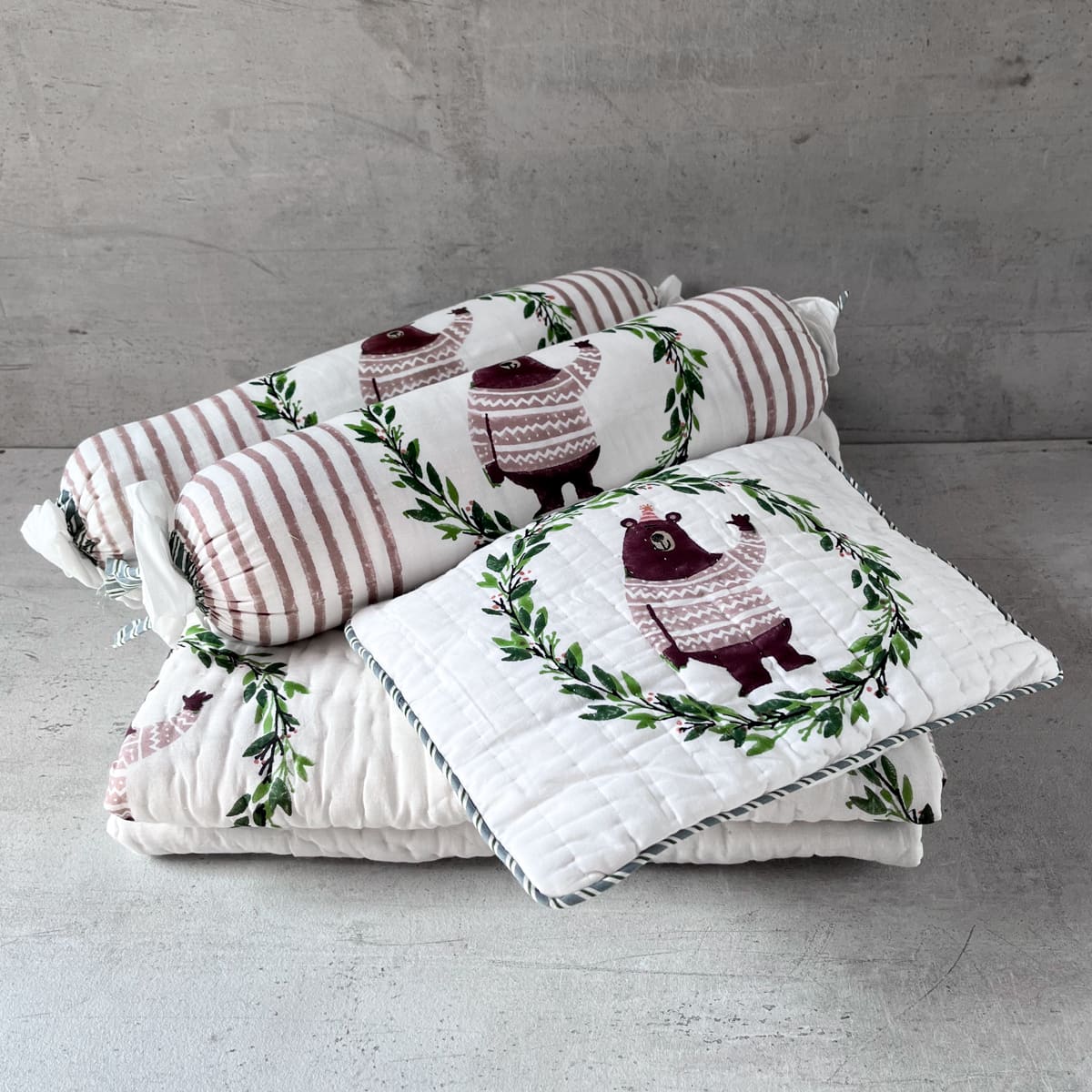 Theodore Hand Block Print Cotton Quilt Set - Home Artisan