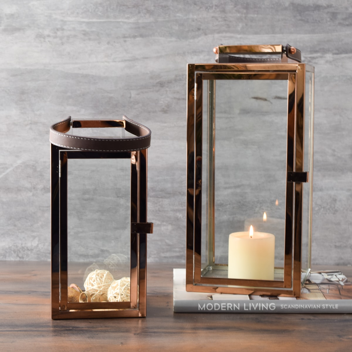Ayden Rose Gold Lantern (Large) - Home Artisan