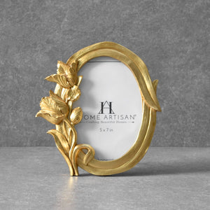 Tiffany Floral Detail Golden Photo Frame (5x7) - Home Artisan