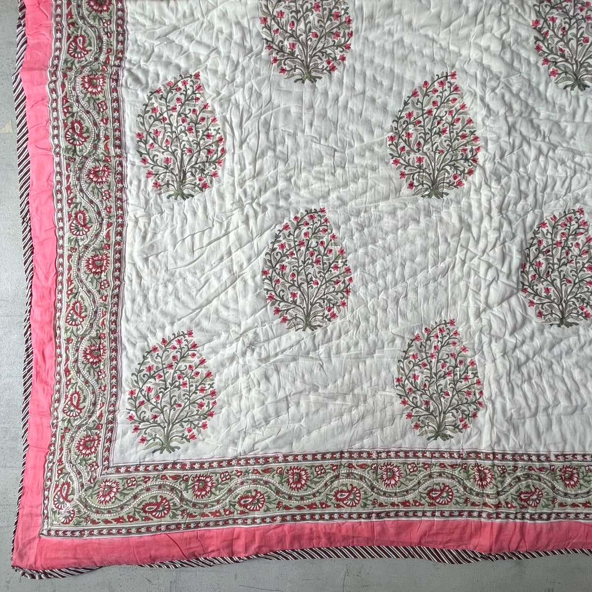Spring Paisley Hand Block Print Quilt
