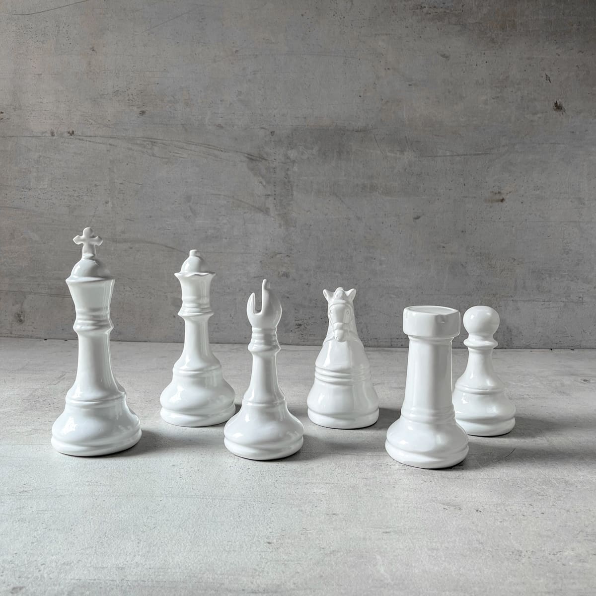 Mateo White Chess Piece Sculptures (Set of 6) - Home Artisan