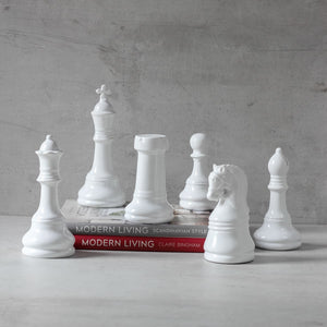 Mateo White Chess Piece Sculptures (Set of 6) - Home Artisan