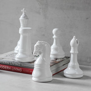 Mateo White Chess Piece Sculptures (Set of 6)