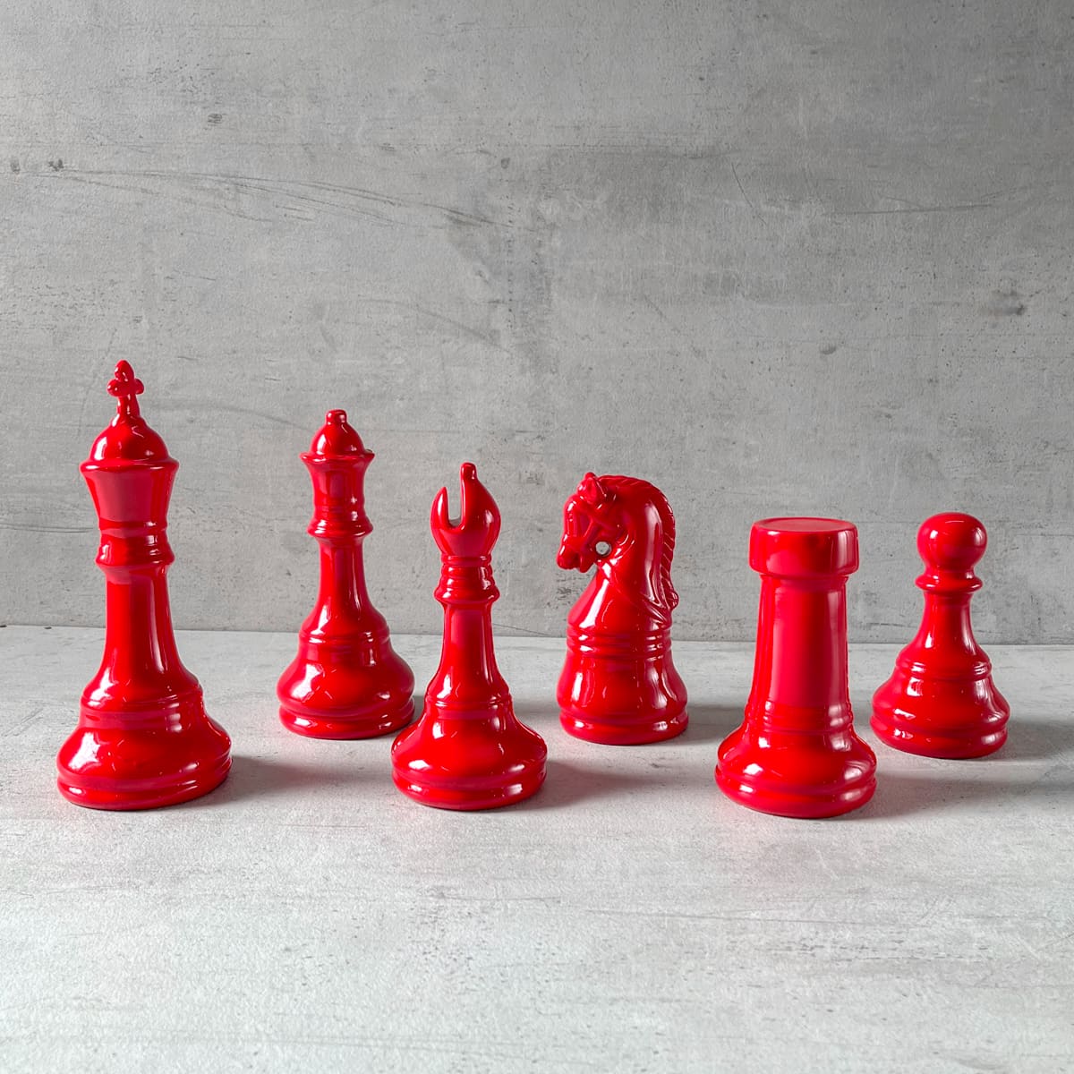 Laurence Red Chess Piece Sculptures (Set of 6) - Home Artisan