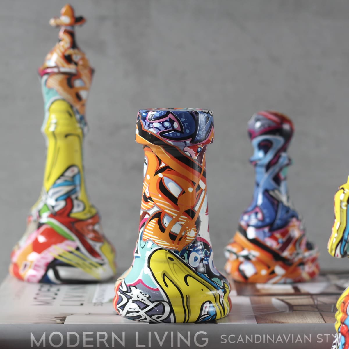 Rocco Multicoloured Chess Piece Sculptures (Set of 6)