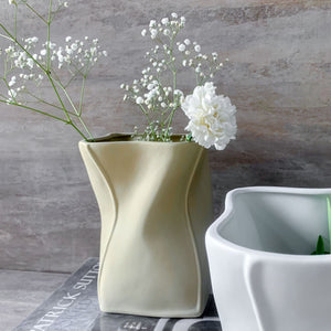 Laurits Beige Ceramic Bag Vase