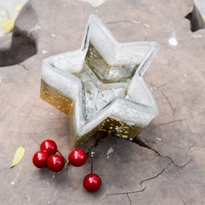 Star-Shaped Ivory and Gold Candle Holder