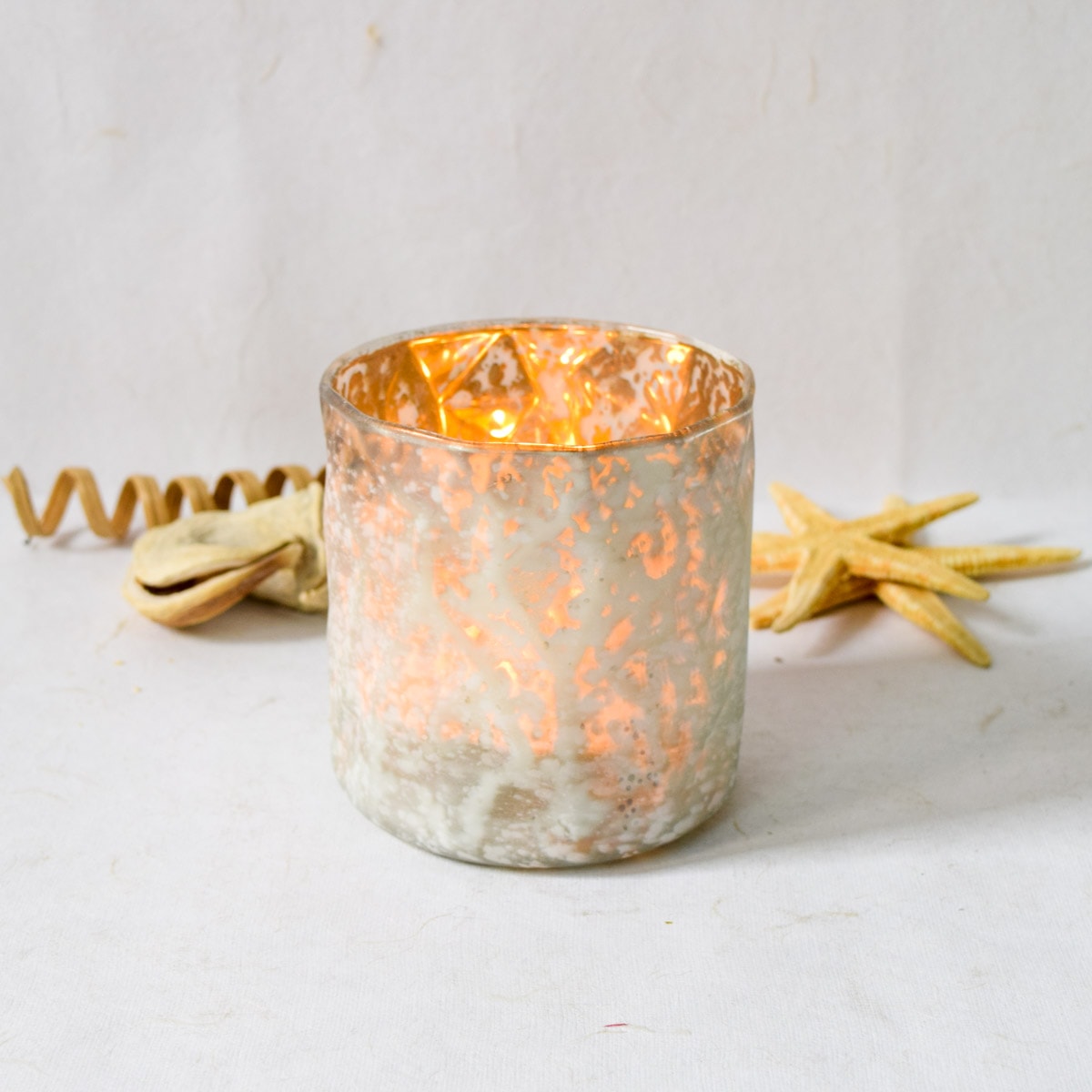 Cylindrical Ivory and Gold Candle Holder