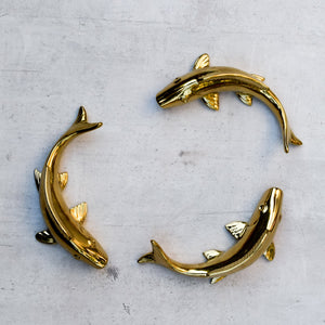 Misty Gold Fish Ceramic Wall Sculptures - Set of 3