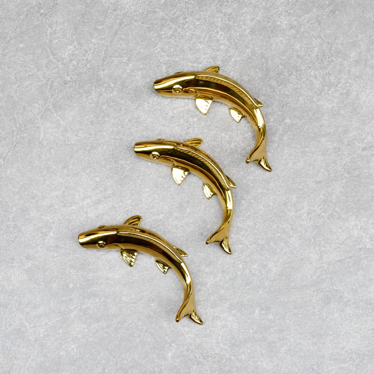 Misty Gold Fish Ceramic Wall Sculptures - Set of 3