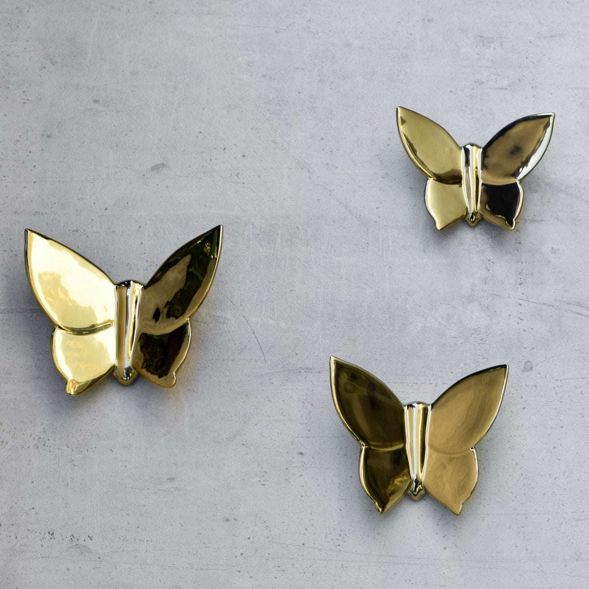 Cassidy Golden Butterfly Ceramic Wall Sculptures - Set of 3