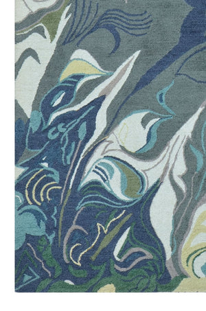 Deep sea blue Hand Tufted Wool Rug (5x8) By House of Rugs