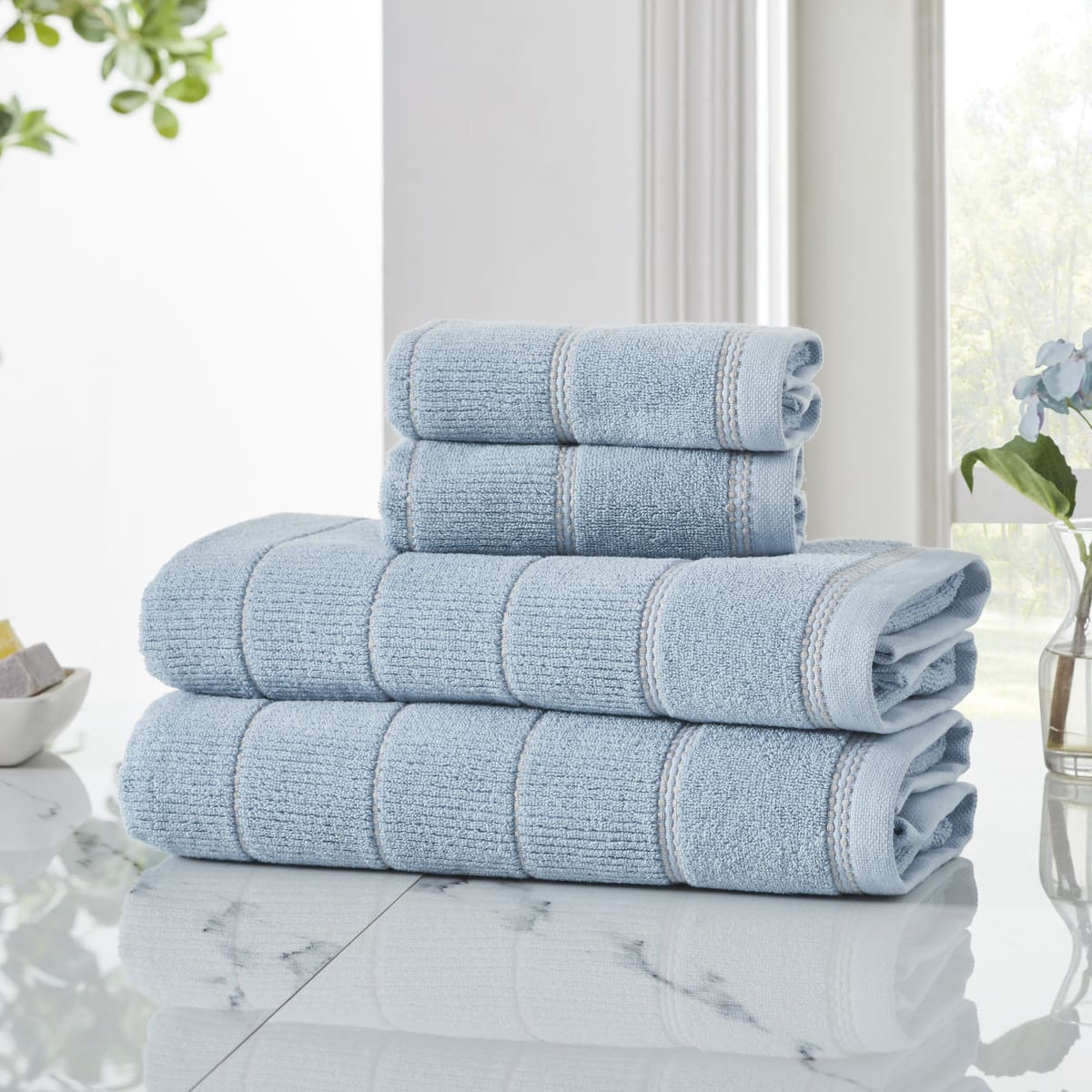 Symmetry Towel Set (Sterling Blue) - Home Artisan