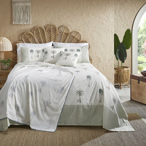 Palm Block Printed Bedding Set (6 Pcs) - Home Artisan