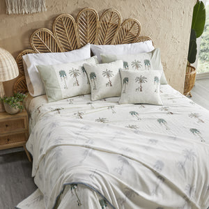 Palm Block Printed Bedding Set (6 Pcs) - Home Artisan