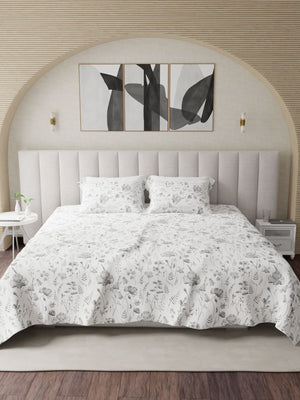 Uplift Grey Printed Cotton Bed Sheet by Houmn - Home Artisan