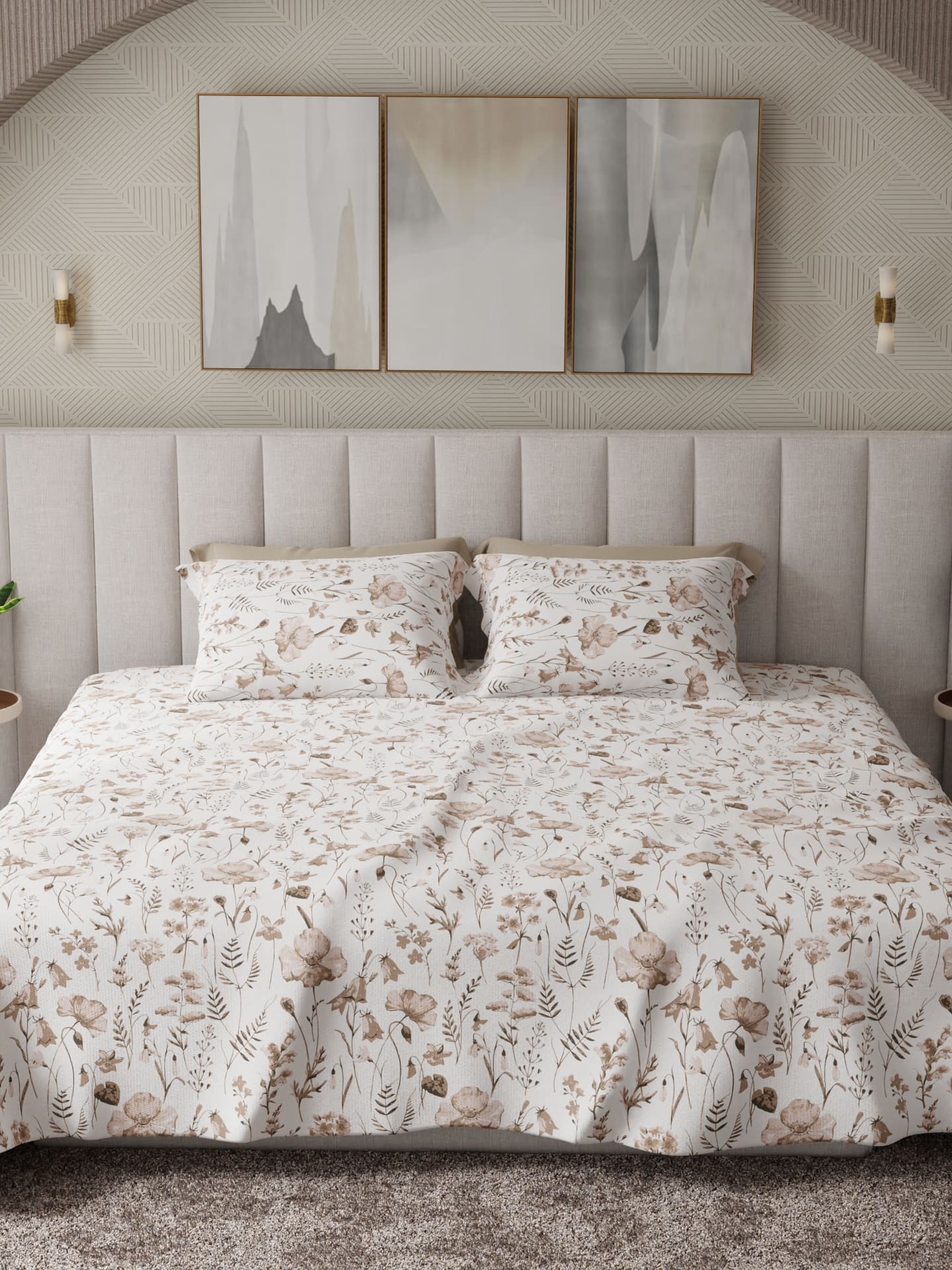 Urbanite Grey Printed Cotton Bed Sheet by Houmn - Home Artisan