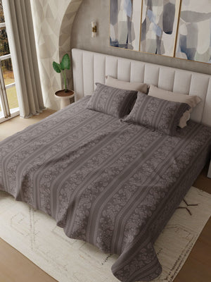 Dreamer Dark Brown Printed Cotton Bed Sheet by Houmn - Home Artisan