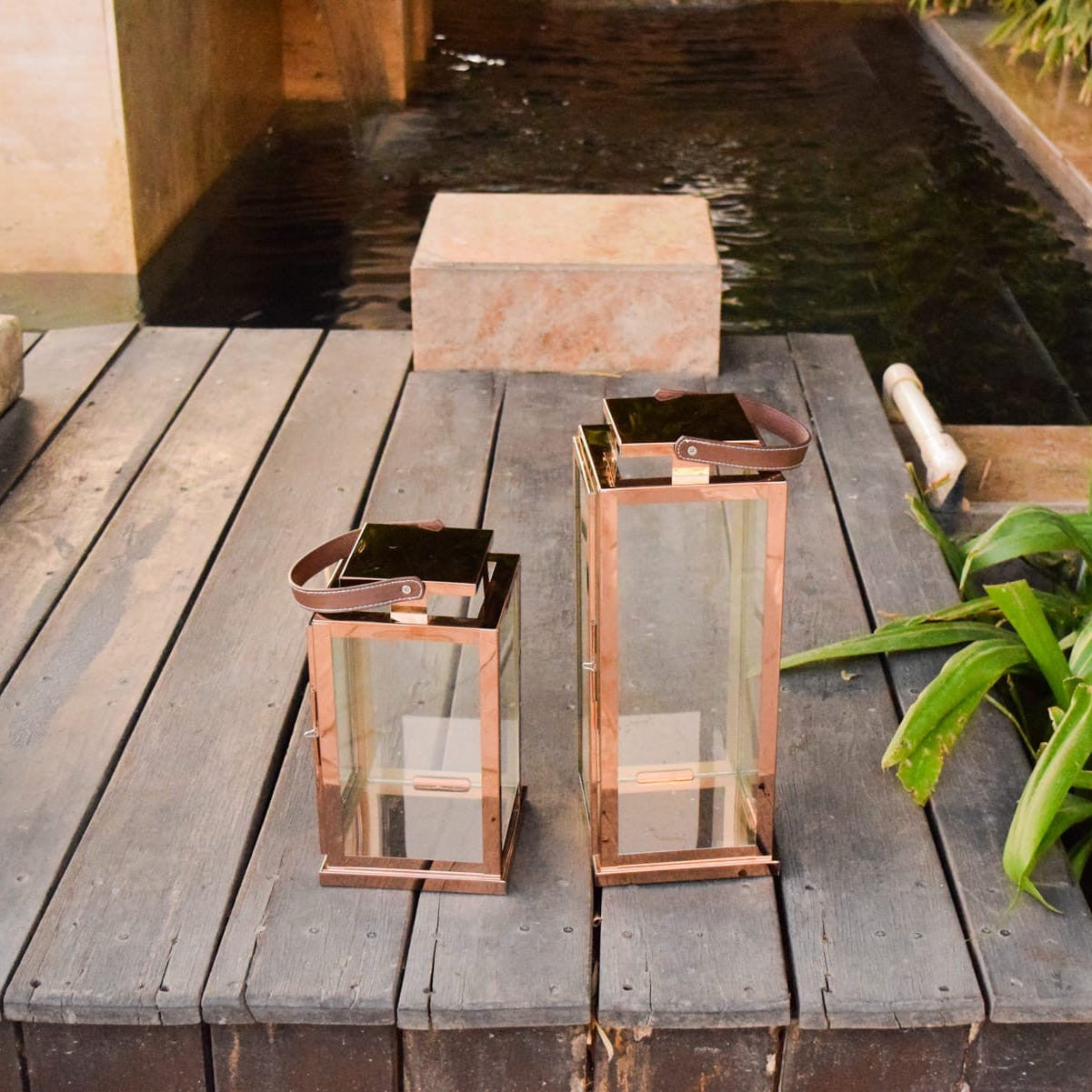 Harrington Rose Gold Stainless Steel Lantern (Small) - Home Artisan_1