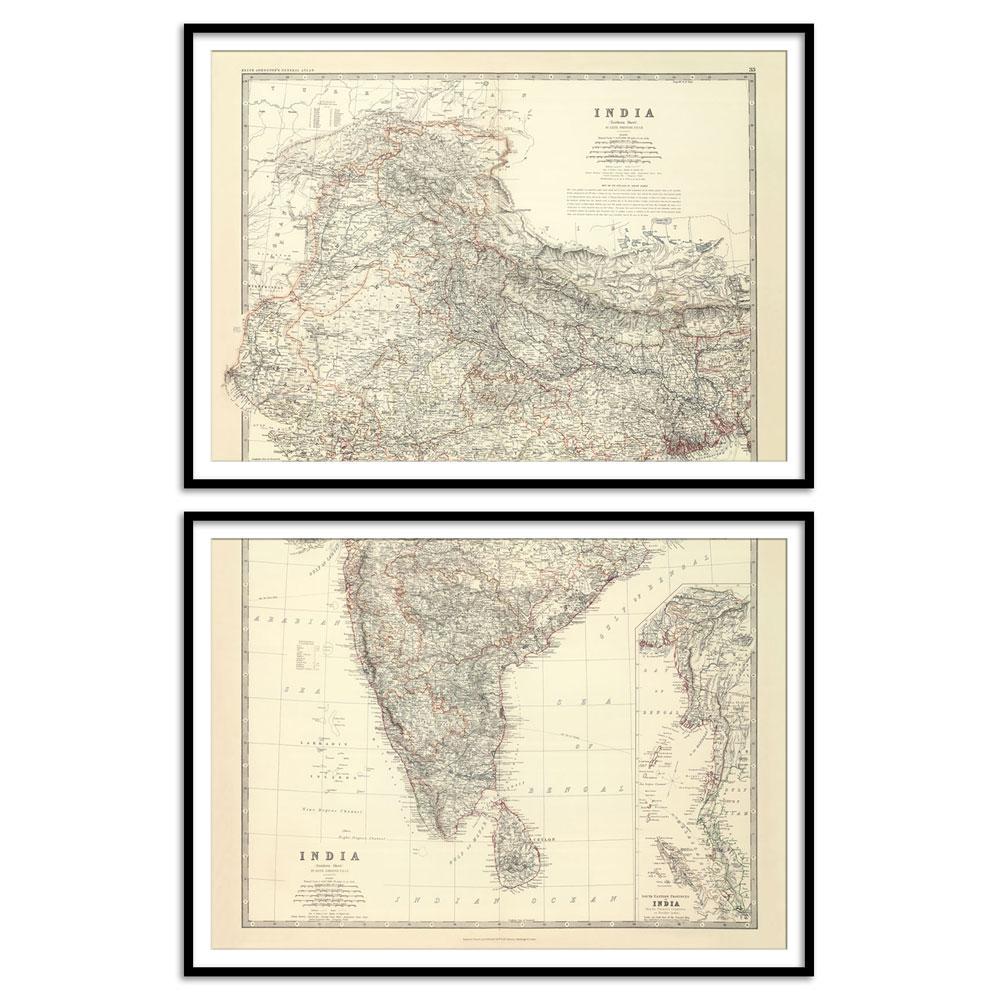 Large map of India by Keith Johnston [1861] - Home Artisan