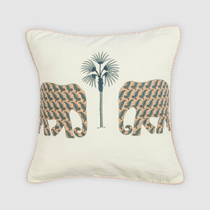 Elephant Block Printed Cushion Cover by Houmn