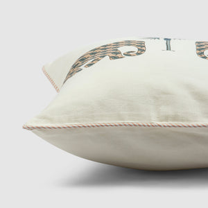 Elephant Block Printed Cushion Cover by Houmn