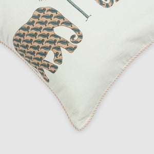Elephant Block Printed Cushion Cover by Houmn