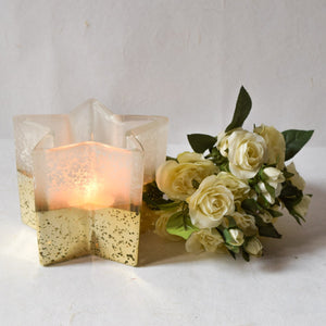Star-Shaped Ivory and Gold Candle Holder - Home Artisan_1