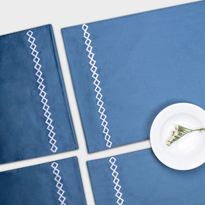 Cubes Moonlight Blue Placemats (Set of 4) by Veda Homes - Home Artisan