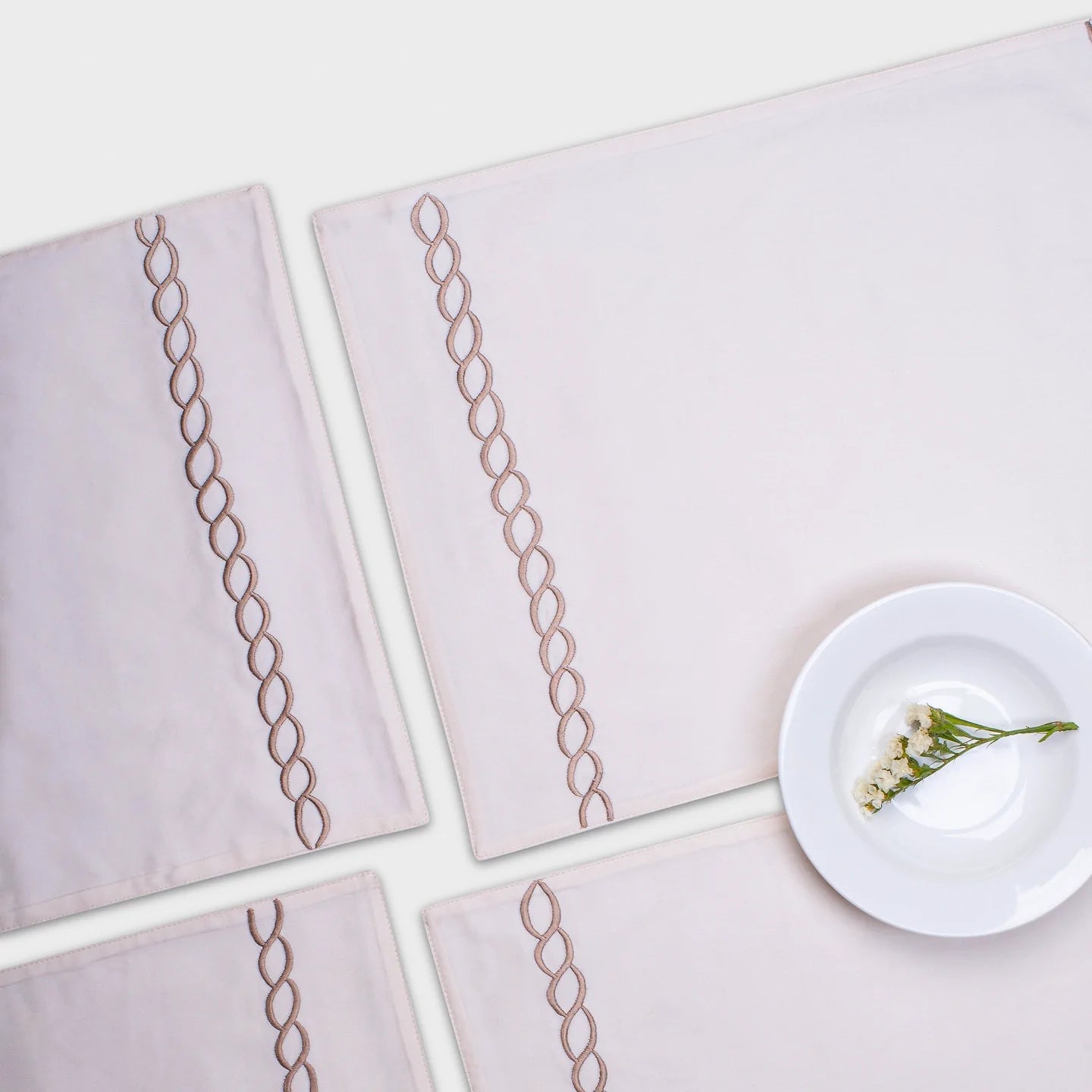 Petals Cream Placemats (Set of 4) by Veda Homes - Home Artisan