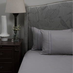 3 Stripes Modern Grey Cotton Sateen Bed Sheet by Veda Homes