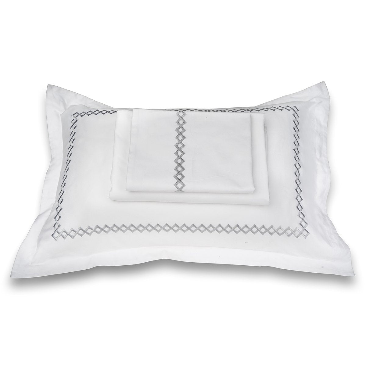 Cubes White Cotton Sateen Bed Sheet by Veda Homes