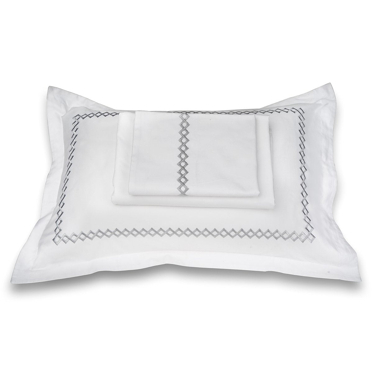 Cubes White Cotton Sateen Bed Sheet by Veda Homes - Home Artisan