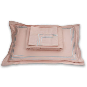 Parallel Coral Peach Cotton Sateen Bed Sheet by Veda Homes - Home Artisan