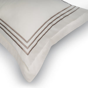 Parallel Cream Cotton Sateen Bed Sheet by Veda Homes