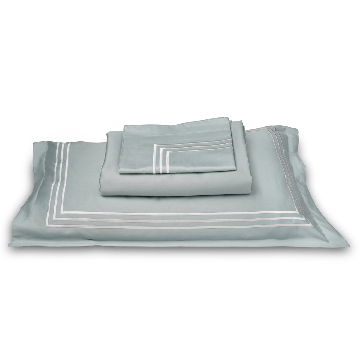 Parallel Frosty Green Cotton Sateen Bed Sheet by Veda Homes - Home Artisan