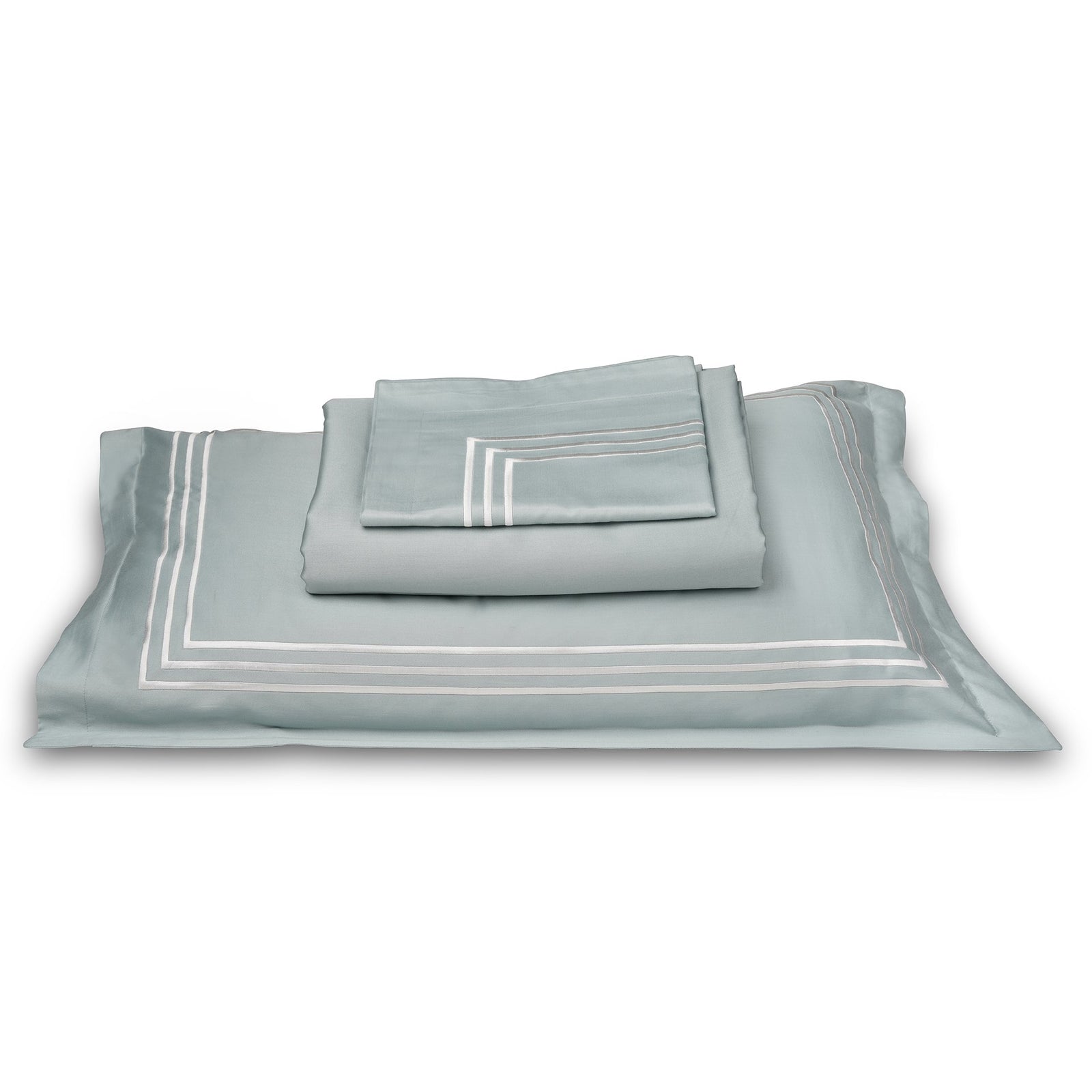 Parallel Frosty Green Cotton Sateen Bed Sheet by Veda Homes