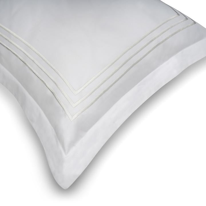 Parallel White Cotton Sateen Bed Sheet by Veda Homes