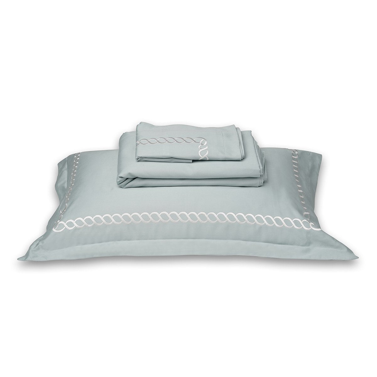 Petals Frosty Green Cotton Sateen Bed Sheet by Veda Homes