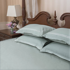 Petals Frosty Green Cotton Sateen Bed Sheet by Veda Homes