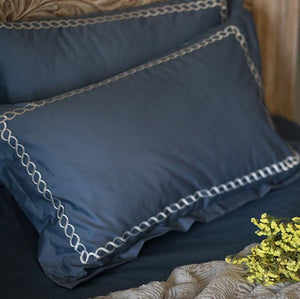 Petals Moonlight Blue Cotton Sateen Bed Sheet by Veda Homes
