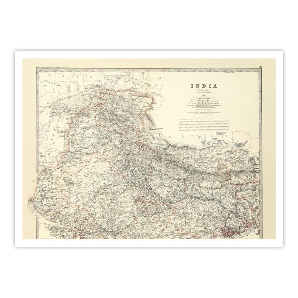 Large map of India by Keith Johnston [1861] - Home Artisan